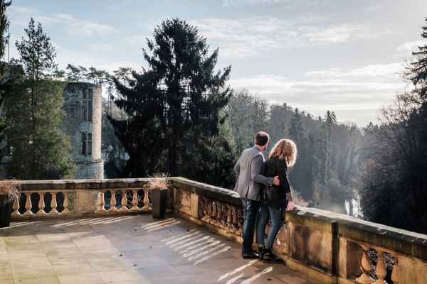 Balcony in the Renaissance Castle Beaufort 