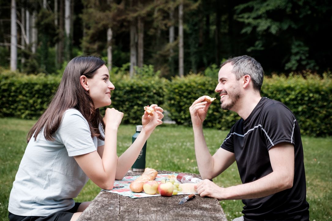 Two people having a picnic at the picnic spot in Beaufort