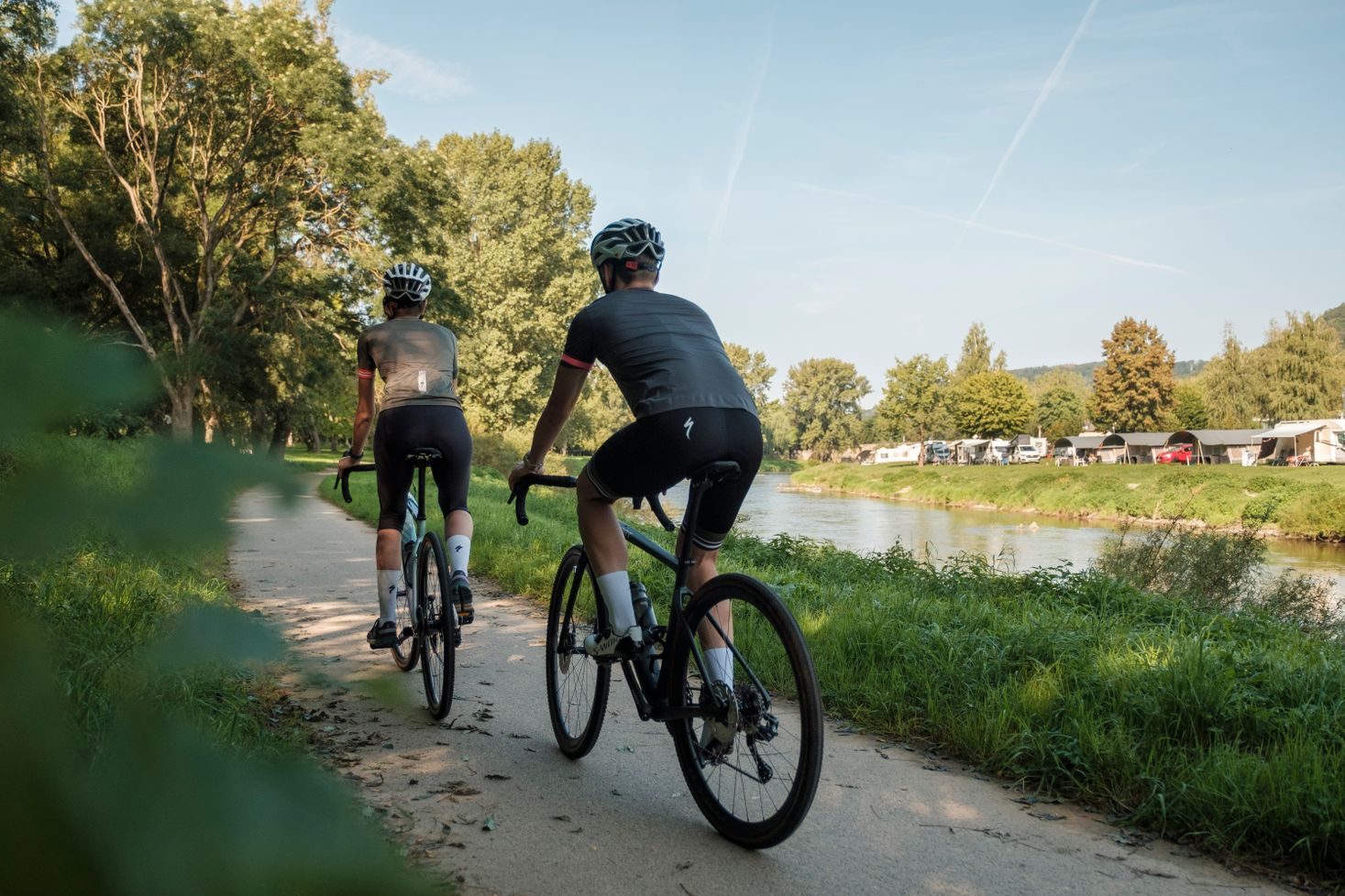 Two cyclists in Echternach Park