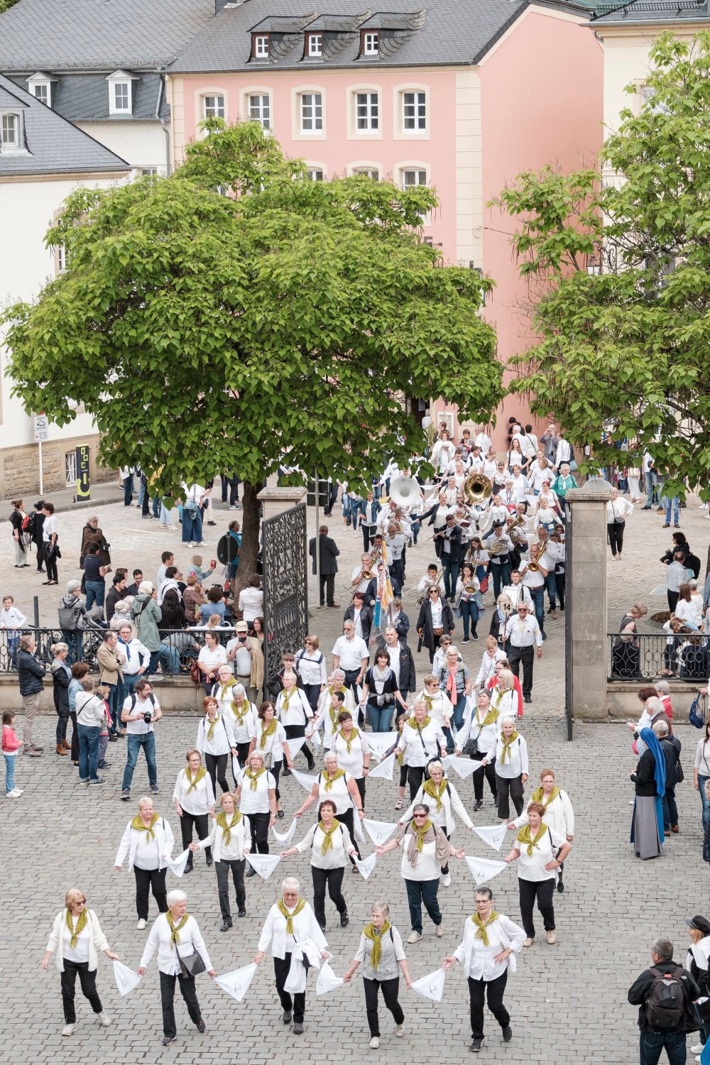 Aerial view of the Echternach Hopping Procession